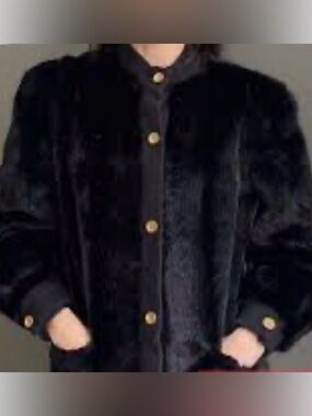 New! Lilli Ann Fur Gold Button Bomber Jacket Size Medium